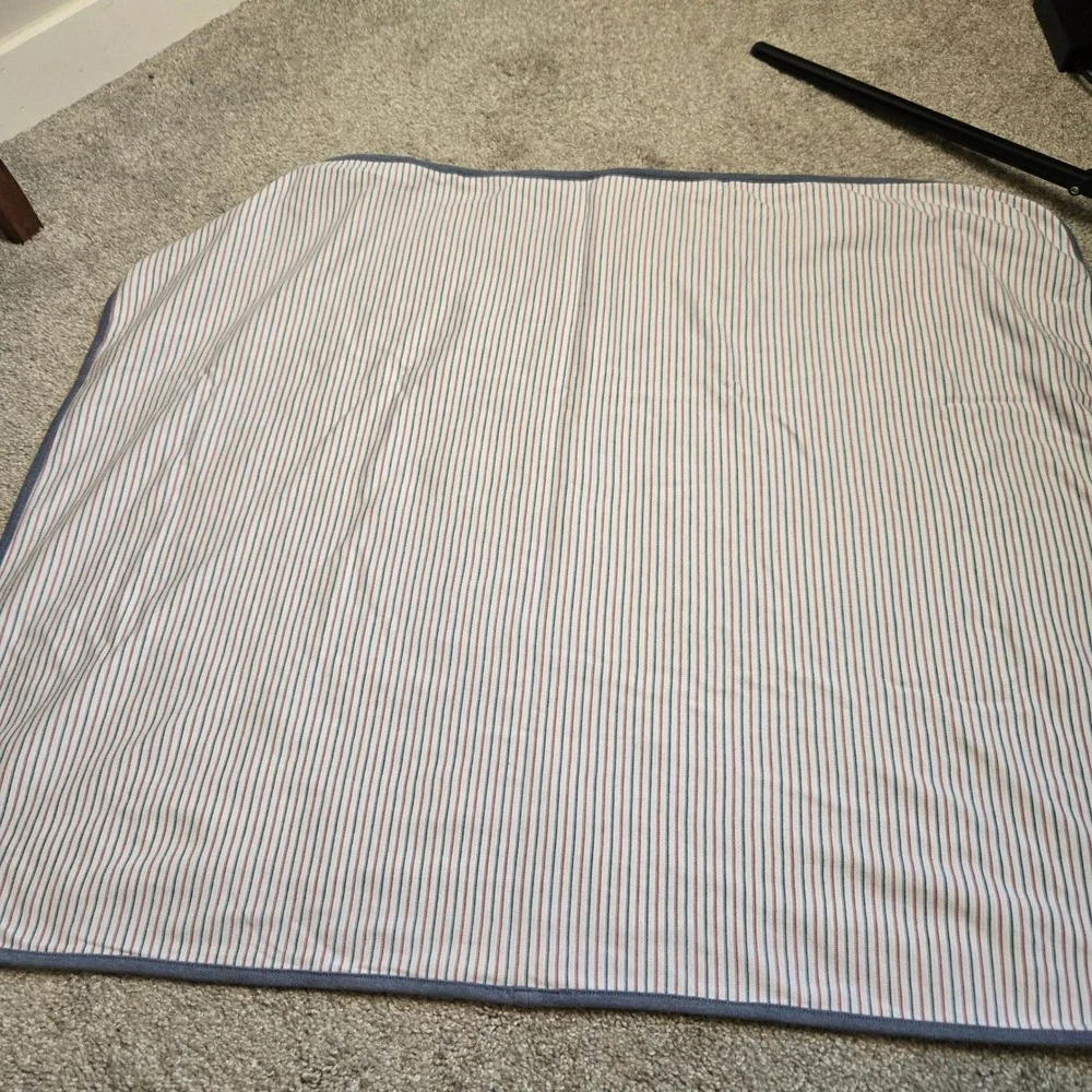 Vintage Y2K Gymboree 2002 Baseball Play Ball Reversible Navy Stripe Baby Blanket